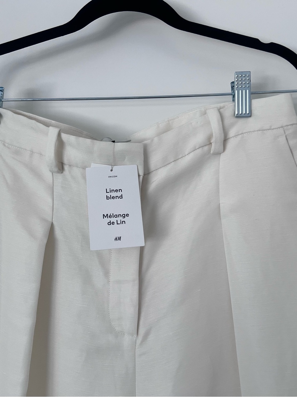 NWT H&M Wide-Leg Linen blend Cream Trousers - Picture 5 of 7